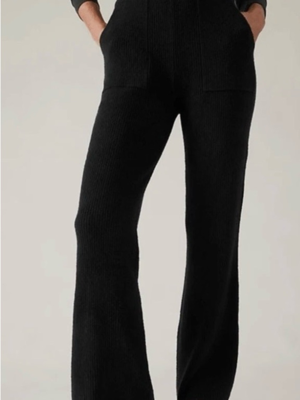 Athleta Felicity Black Knit Wide-Leg Pants